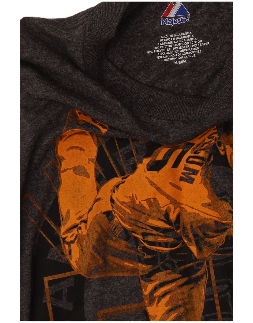 Majestic T-Shirt Graphique Giants Homme Gris Moyen Coton