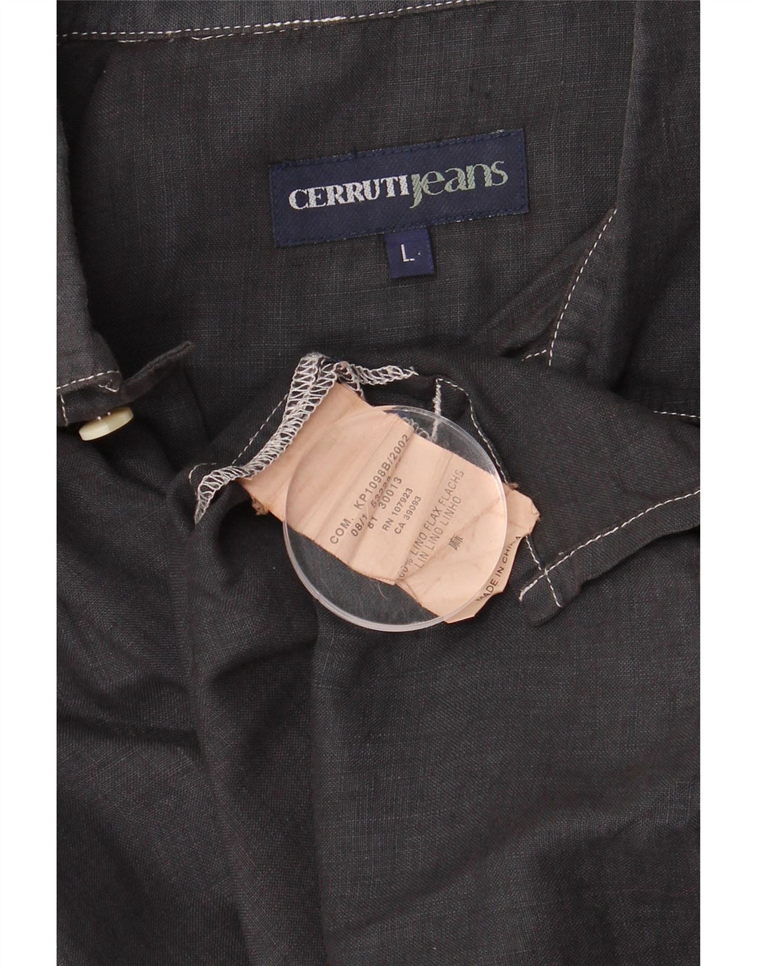 Cerruti Chemise à Manches Courtes Homme Large Bleu Marine Lin