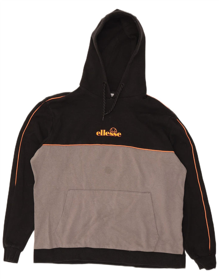 Ellesse Pull à capuche en coton color block noir moyen pour homme
