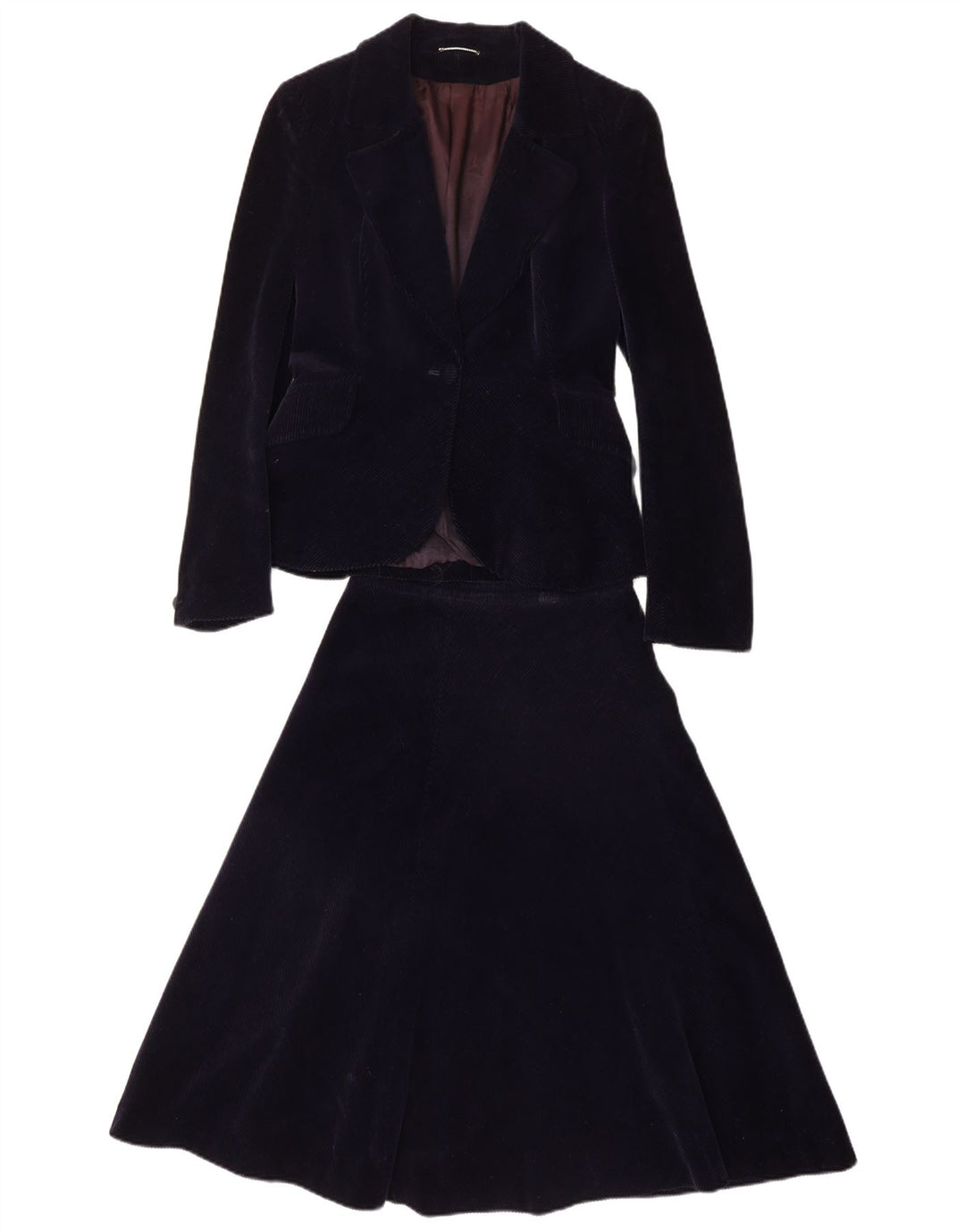 PIERRE D'ALBY Ensemble jupe 2 pièces en velours côtelé pour femme UK 10 Small W24 Bleu marine