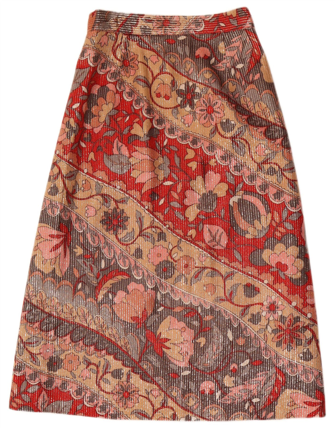 vintage Femme Midi Jupe W26 Petit Floral Multicolore