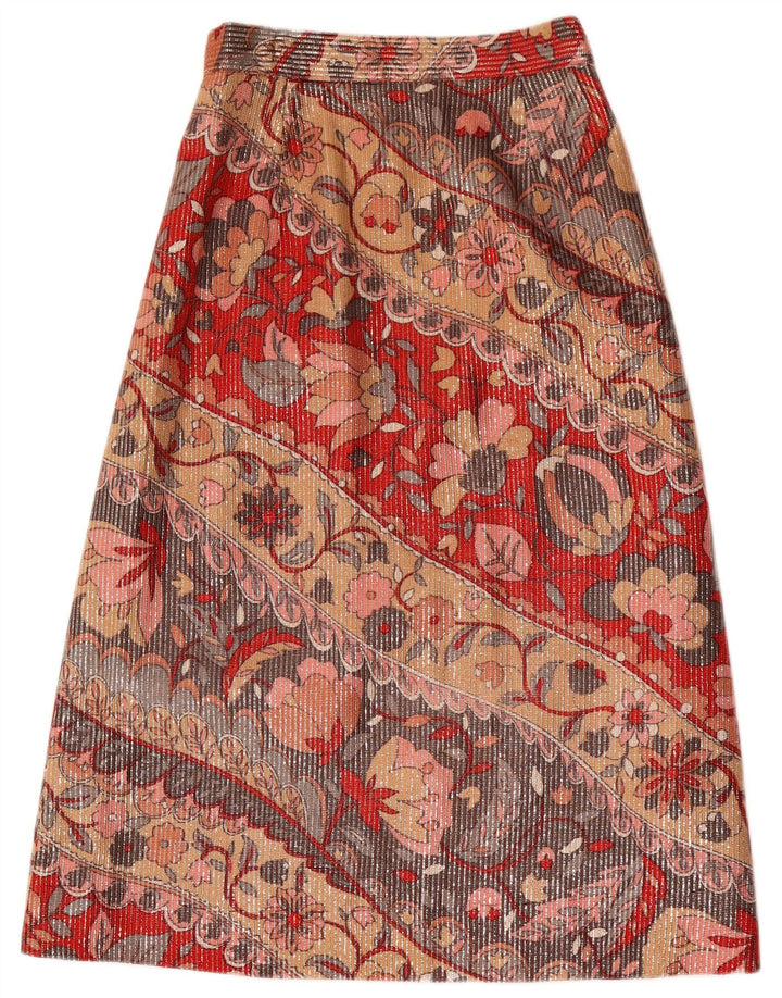 vintage Femme Midi Jupe W26 Petit Floral Multicolore