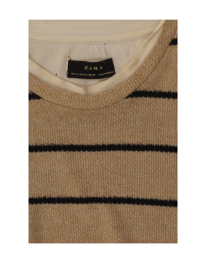 Zara Homme Top Manches Longues Rayé Beige Moyen