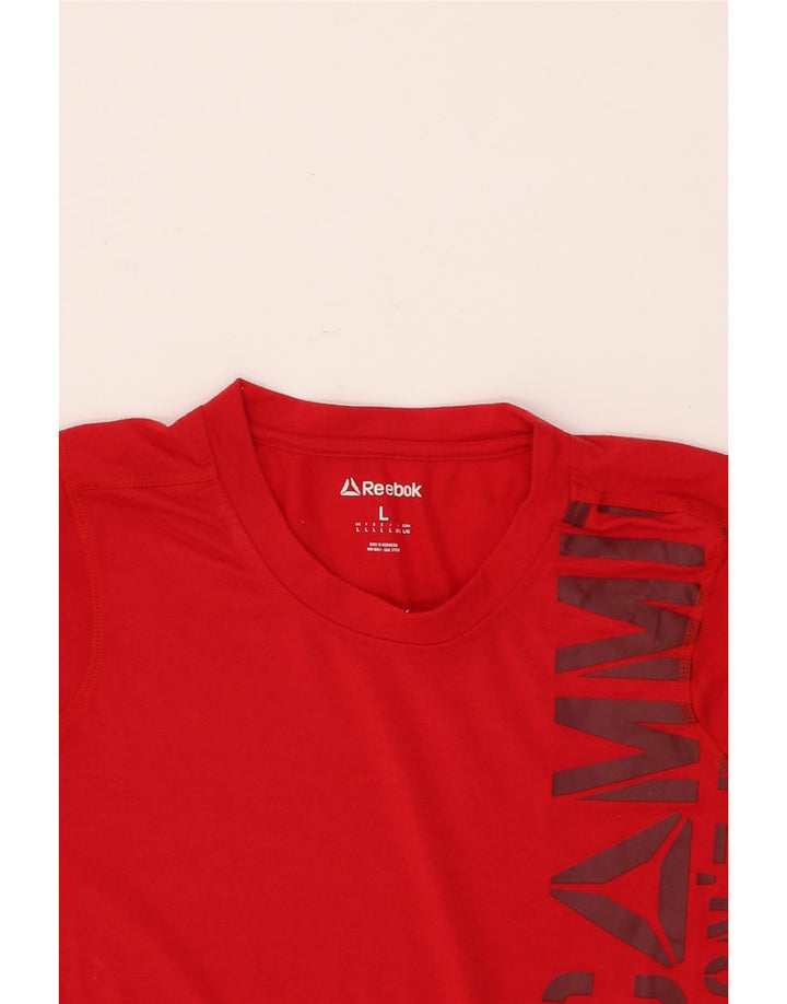 REEBOK Mens Graphic T-Shirt Top Large Red Polyester Vintage Reebok and Second-Hand Reebok from Messina Hembry 
