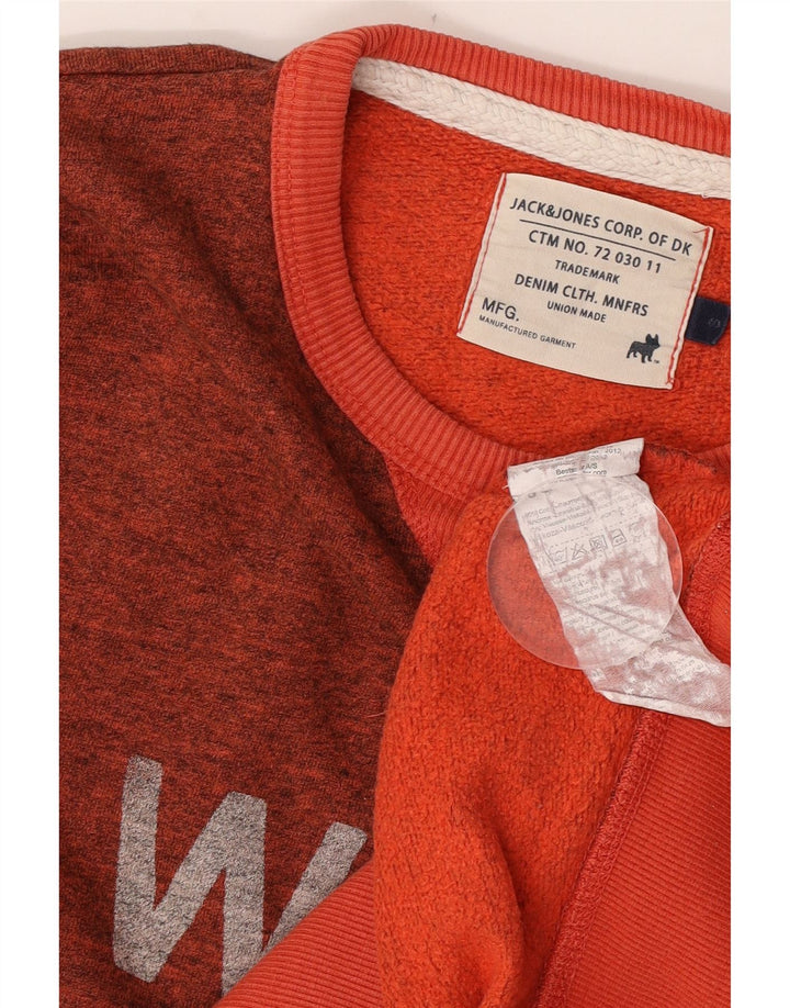 Jack & Jones Sweat-Shirt Graphique Homme Petit Coton Chiné Orange
