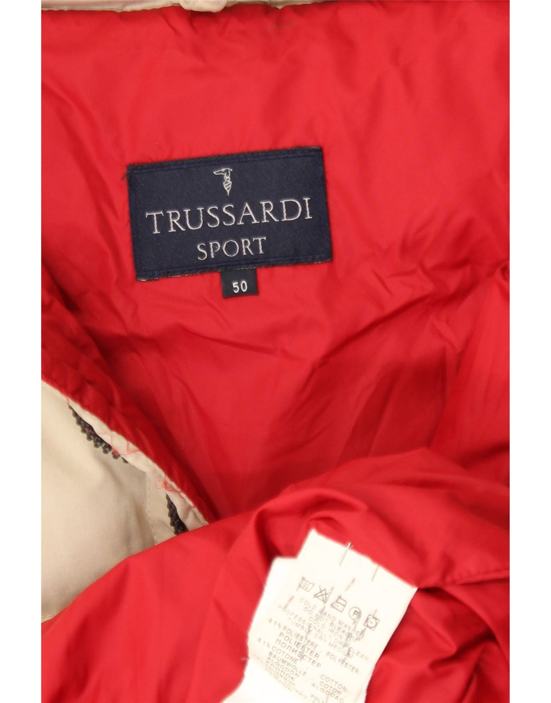 Trussardi Veste Rembourrée IT 50 Large Beige Polyester Homme