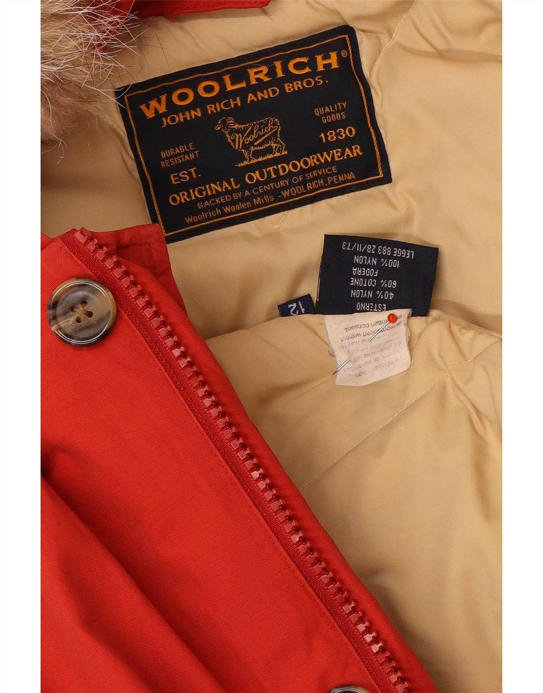 Woolrich Veste matelassée à capuche garçon 11-12 ans Nylon rouge