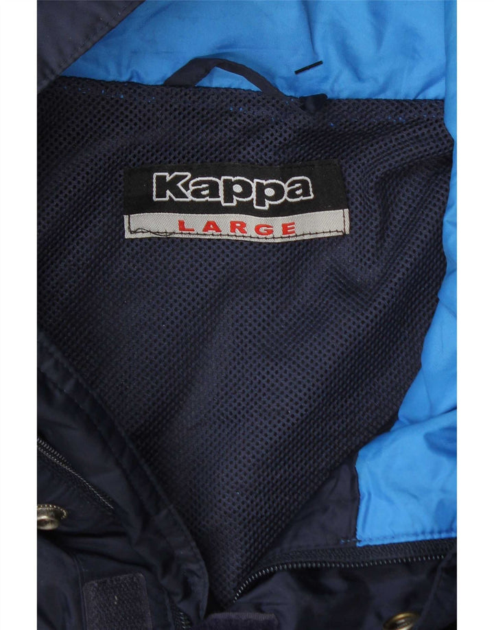 Kappa Veste coupe-vent graphique pour homme UK 40 Large Bleu marine Colourblock
