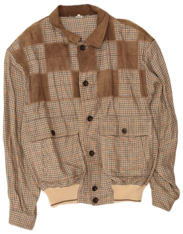 Breco's Blouson Bomber Homme IT 52 XL Marron Pied-de-Poule Coton