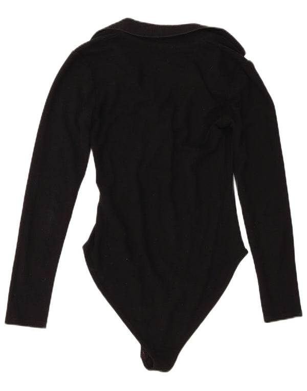 Zara Body à col polo pour femme UK 12 Polyester noir moyen
