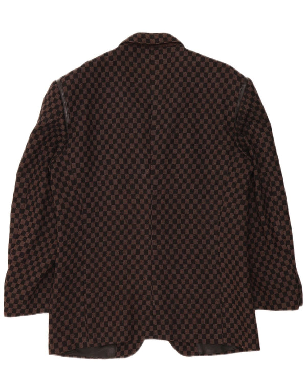 vintage Homme 2 Bouton Blazer Veste UK 38 Medium Brown Check