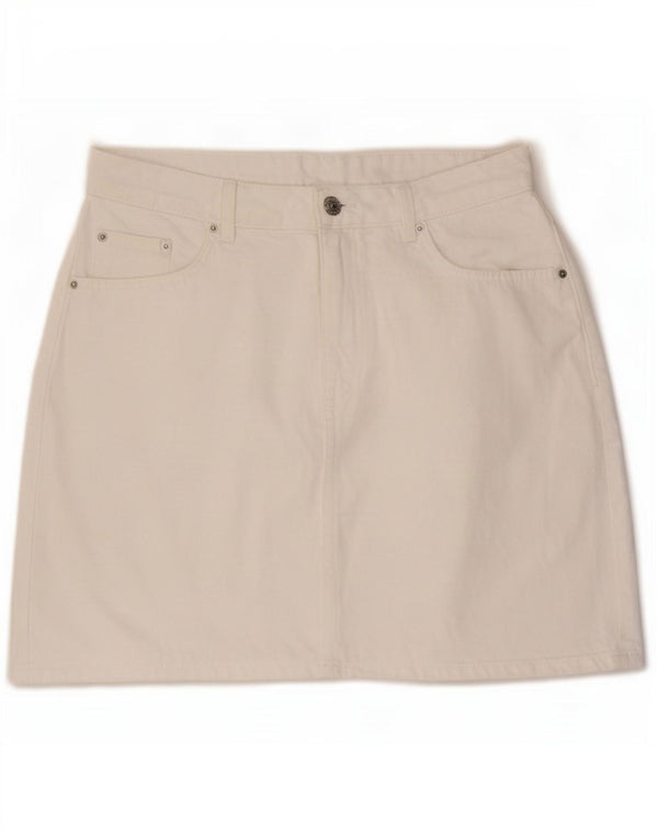 Marks & Spencer Mini jupe en jean pour femme UK 14 Large W32 Coton blanc