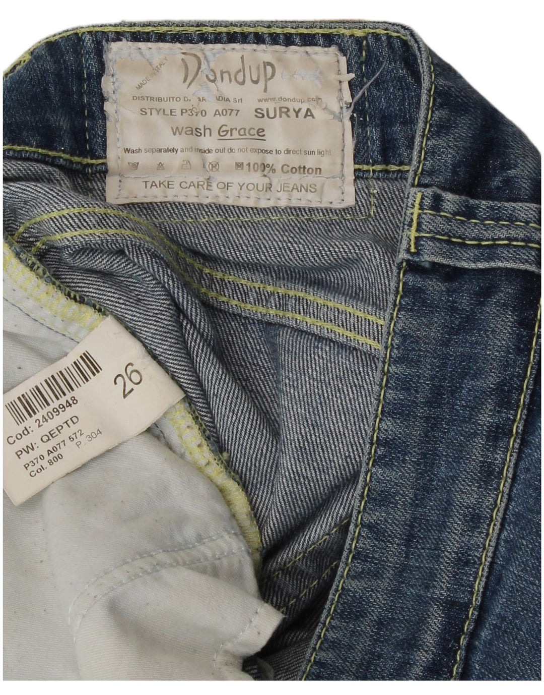 Dondup Jean court W26 L23 en coton bleu pour femme