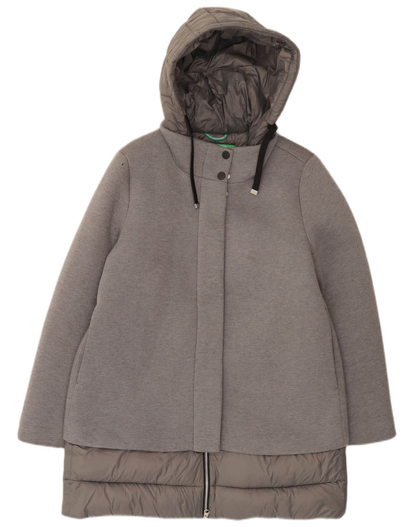 United Colors of Benetton Manteau matelassé à capuche pour femme UK 42 Gris moyen Modal