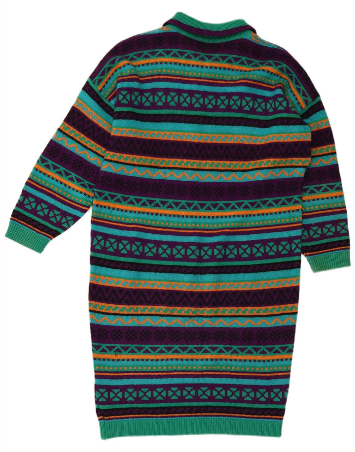 STEFANEL Robe polo en tricot à manches longues pour femme UK 14 Vert moyen géométrique