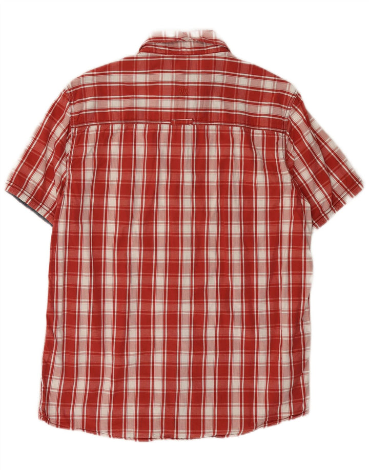 FAT FACE Chemise en flanelle à manches courtes pour homme, coupe classique, carreaux rouges moyens