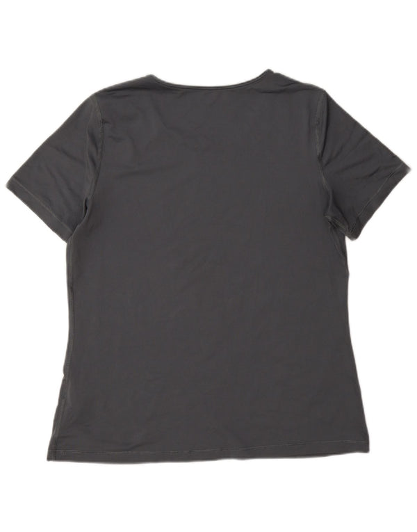 Nike Womens Dri Fit T-Shirt Top UK 16 Large Gris Polyester