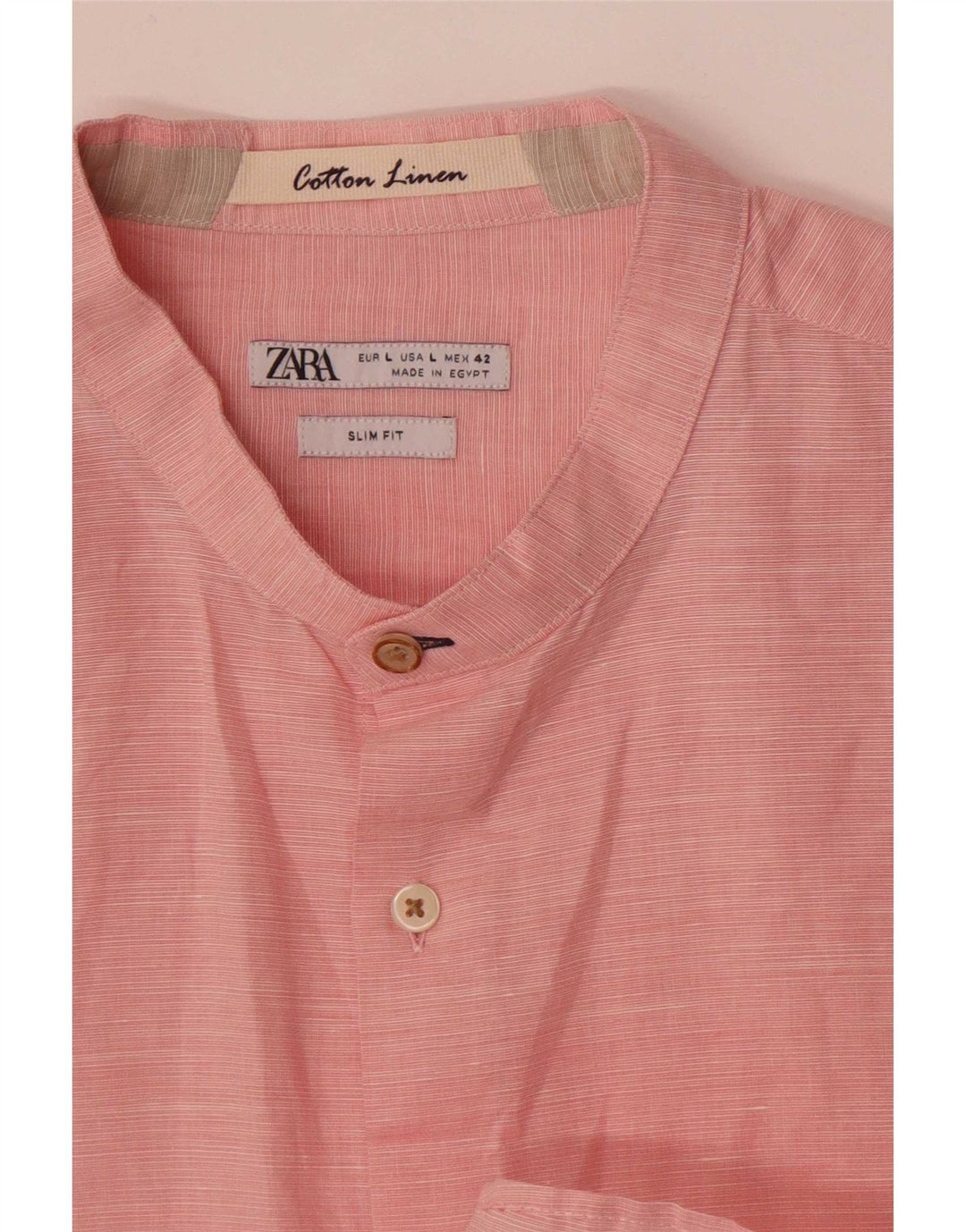 Zara Chemise Slim Fit Homme Rose Large