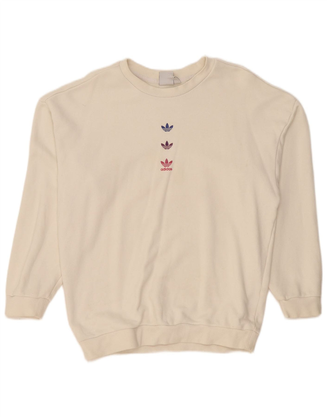 Adidas Sweat-shirt surdimensionné graphique pour femme UK 10 Petit Blanc cassé