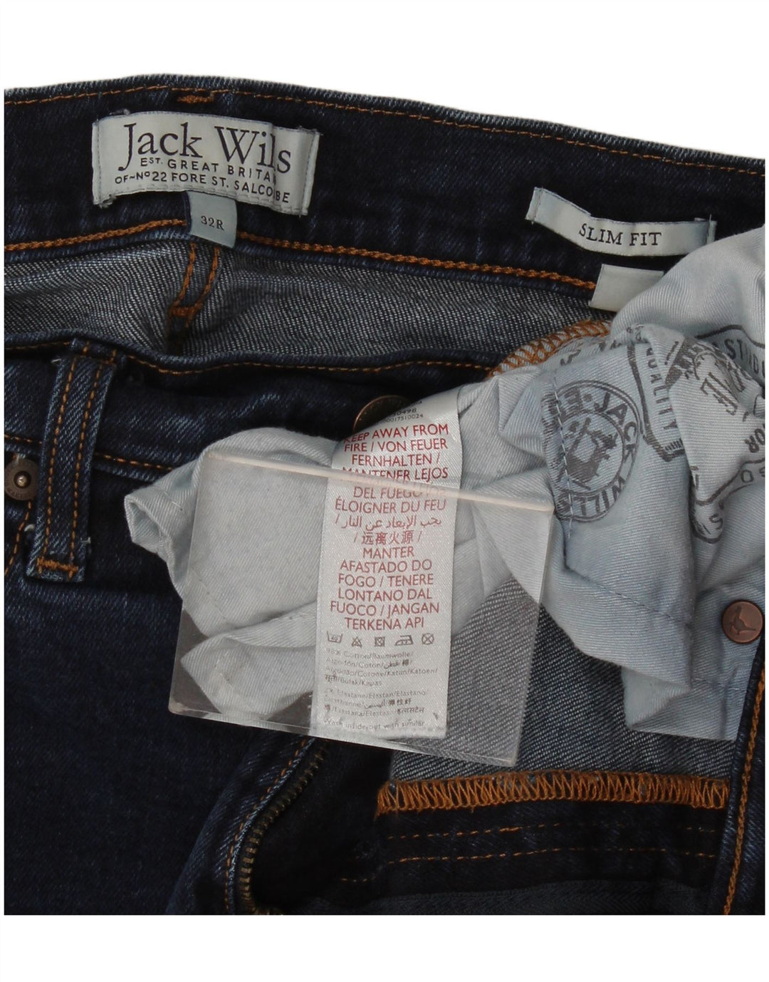 Jack Wills Jean Slim Homme W32 L28 Bleu Marine Coton