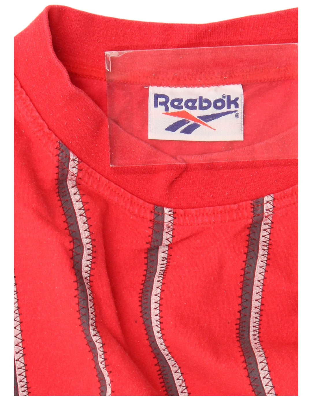 Reebok T-Shirt Homme Rouge Moyen Rayé Coton