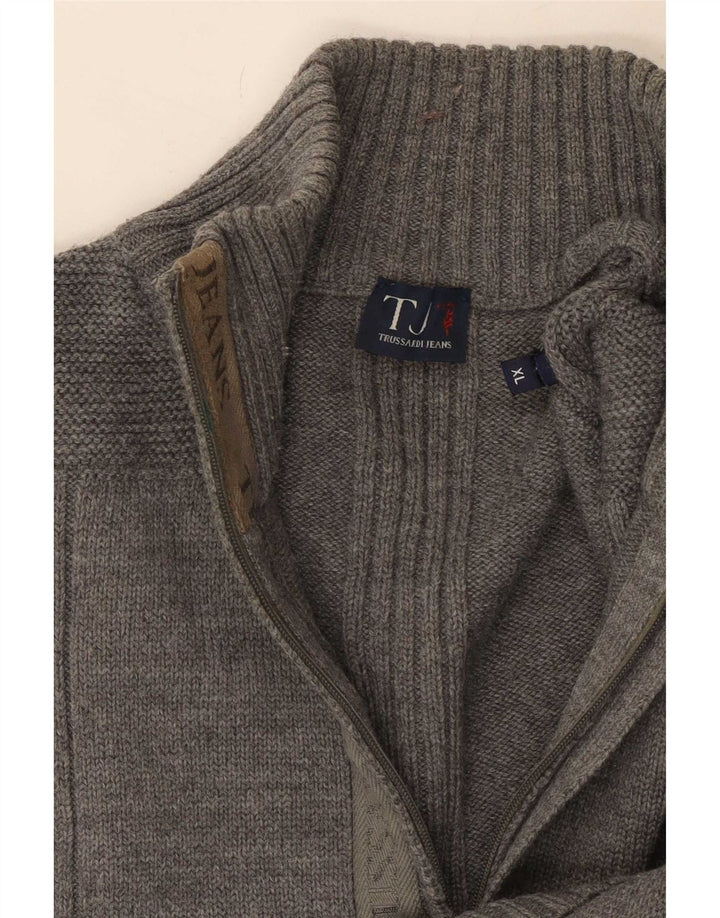 Trussardi Jeans Pull Col Zippé Homme XL Gris