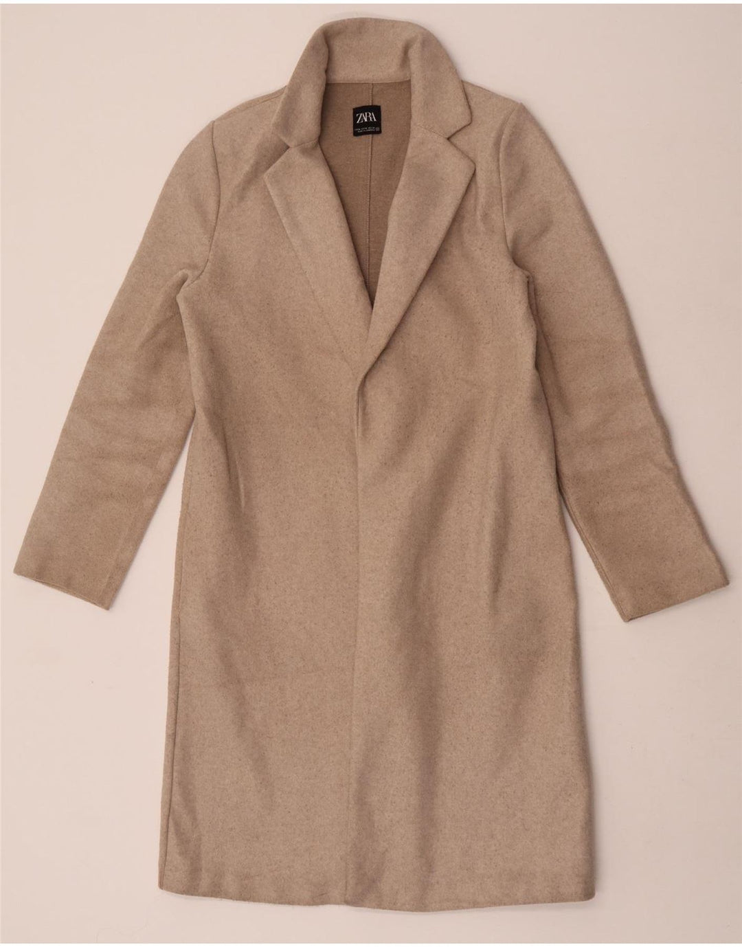 Zara Femme Pardessus UK 12 Polyester Beige Moyen