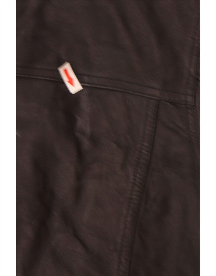 veste en cuir femme vintage UK 16 Grand cuir noir