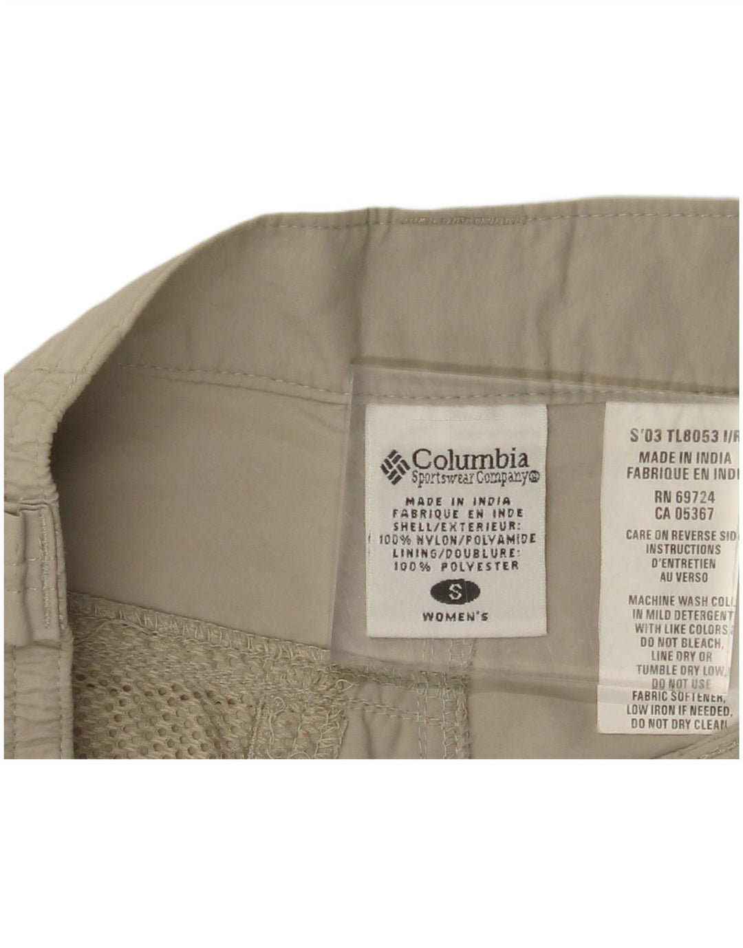 COLUMBIA Short cargo femme petit W27 nylon vert
