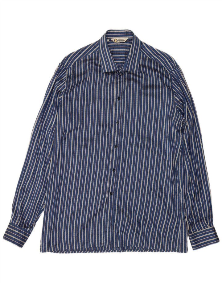 vintage Chemise Homme Taille 42 16 1/2 Grande Rayure Bleue