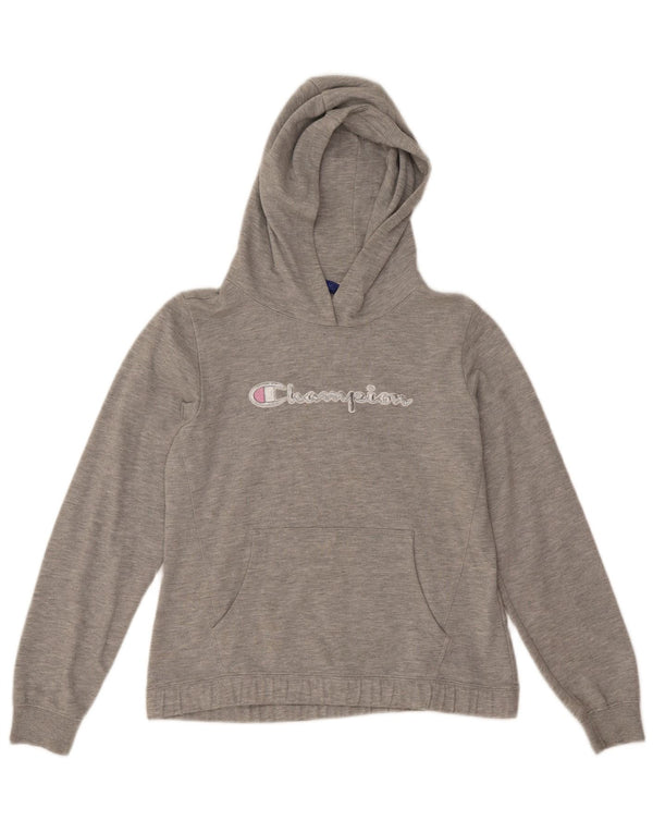 Champion Pull à capuche graphique pour fille 13-14 ans XL Gris chiné Coton