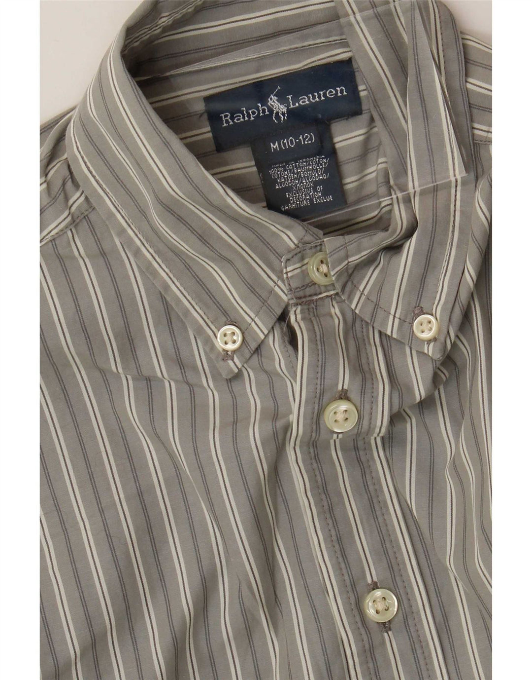 Chemise Ralph Lauren Garçon 10-11 ans Coton Rayé Gris Moyen