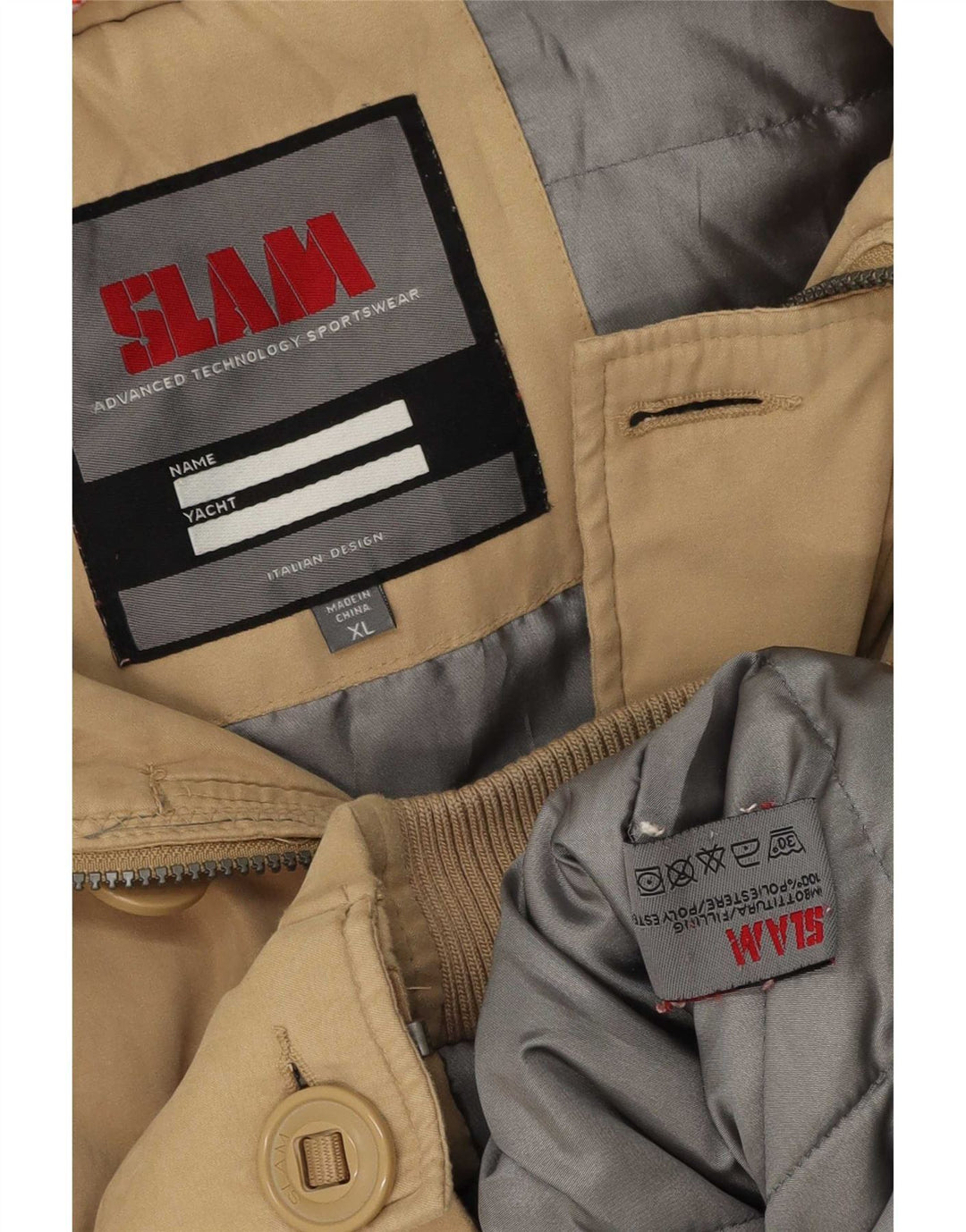 Slam Veste Bomber à Capuche Homme UK 42 XL Beige Polyester