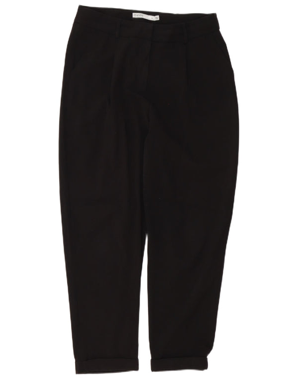 Oasis Womens High Waist Pegged Cropped Trousers UK 10 Small W30 L26 Black