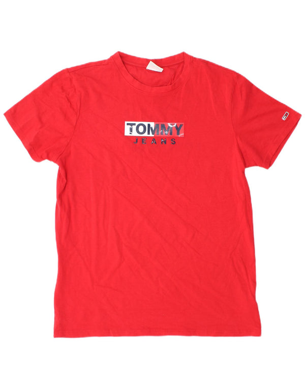 Tommy Hilfiger T-shirt graphique pour homme en coton rouge Large