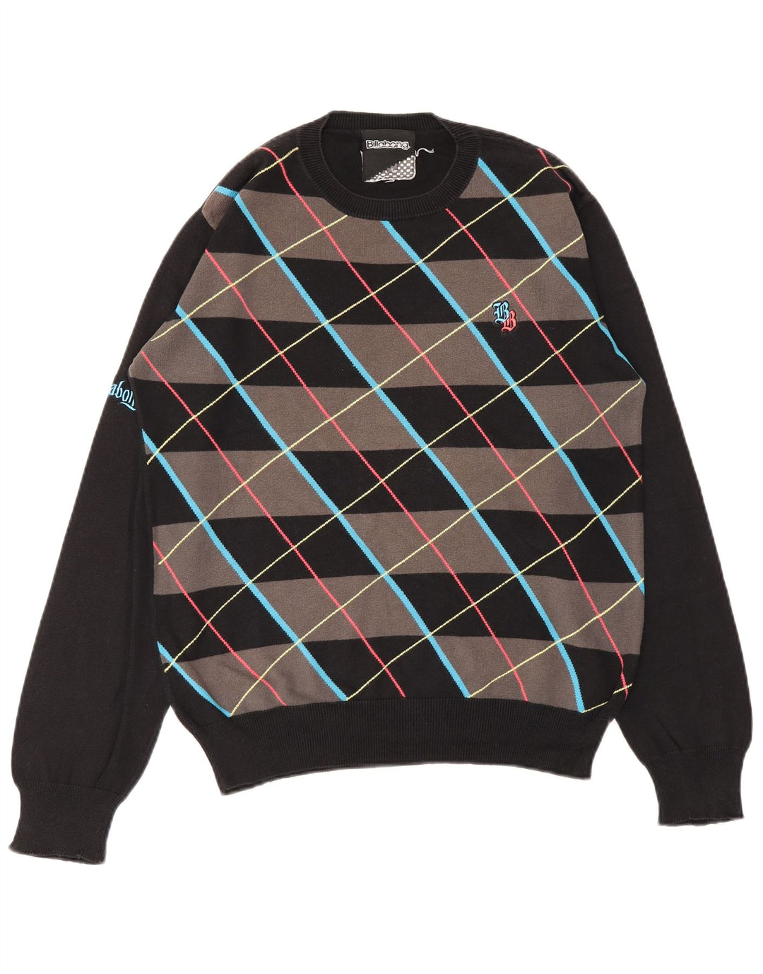BILLABONG Pull à col rond pour homme Petit coton noir Argyle/Diamant