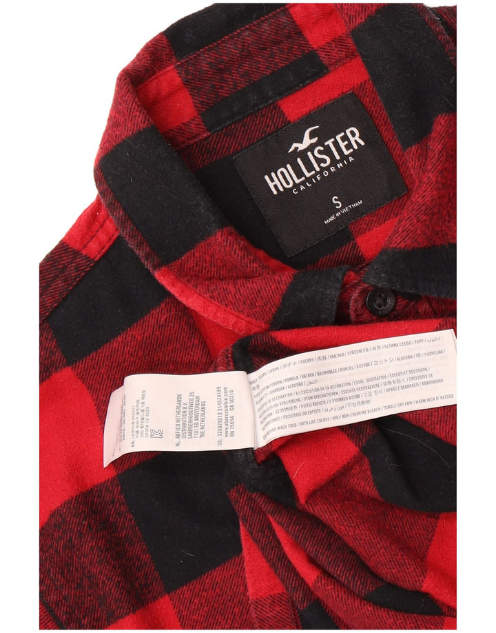 Hollister Chemise en flanelle pour hommes, petit carreaux rouges en coton
