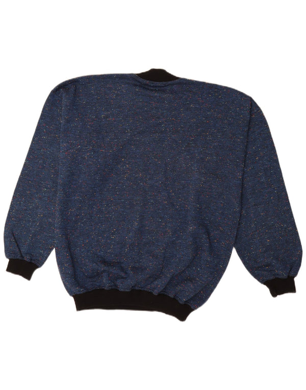 vintage Mens Turtle Neck Jumper Sweater IT 48 Moyen Bleu Marine Moucheté
