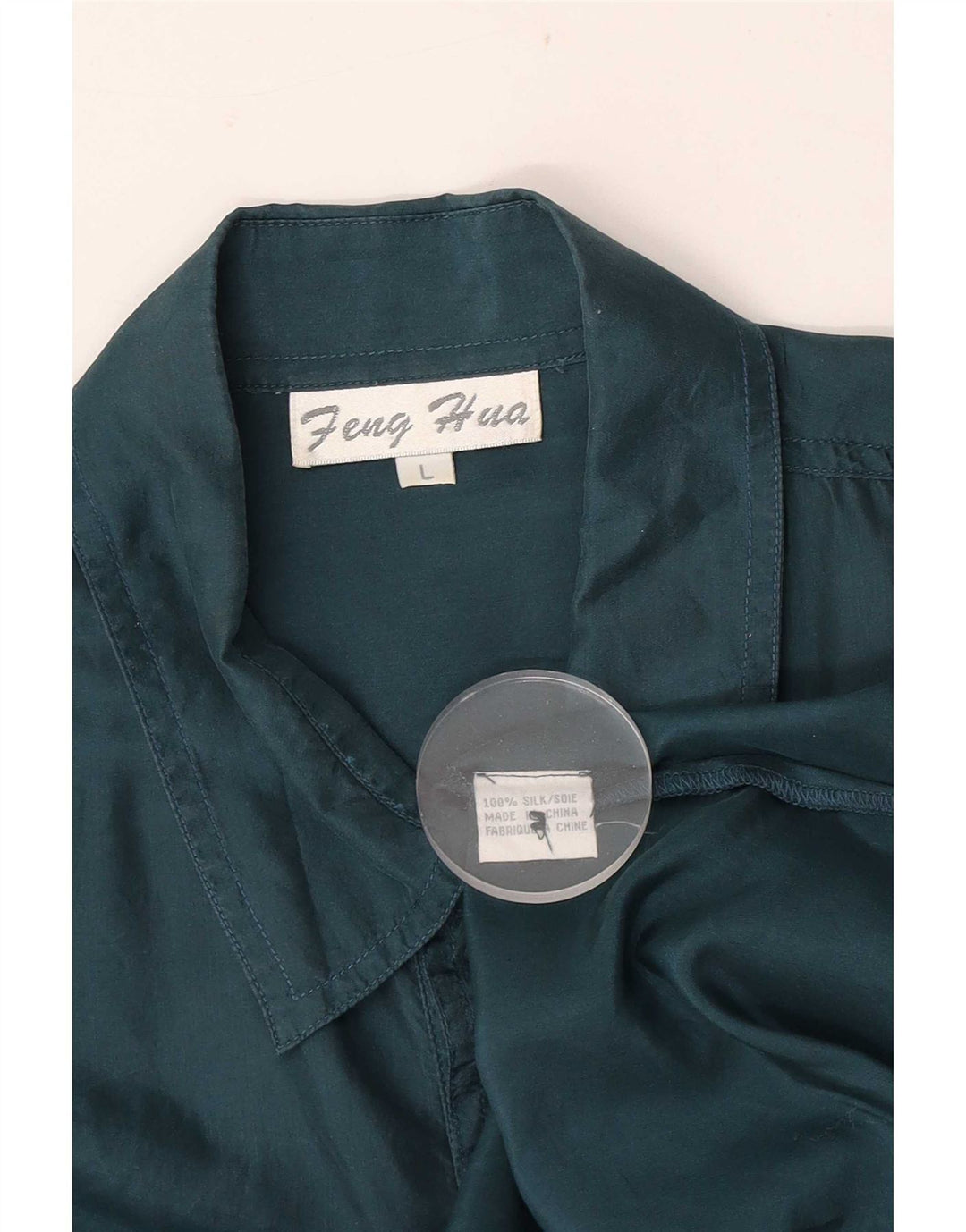 vintage Chemise à manches courtes pour hommes Grande soie verte