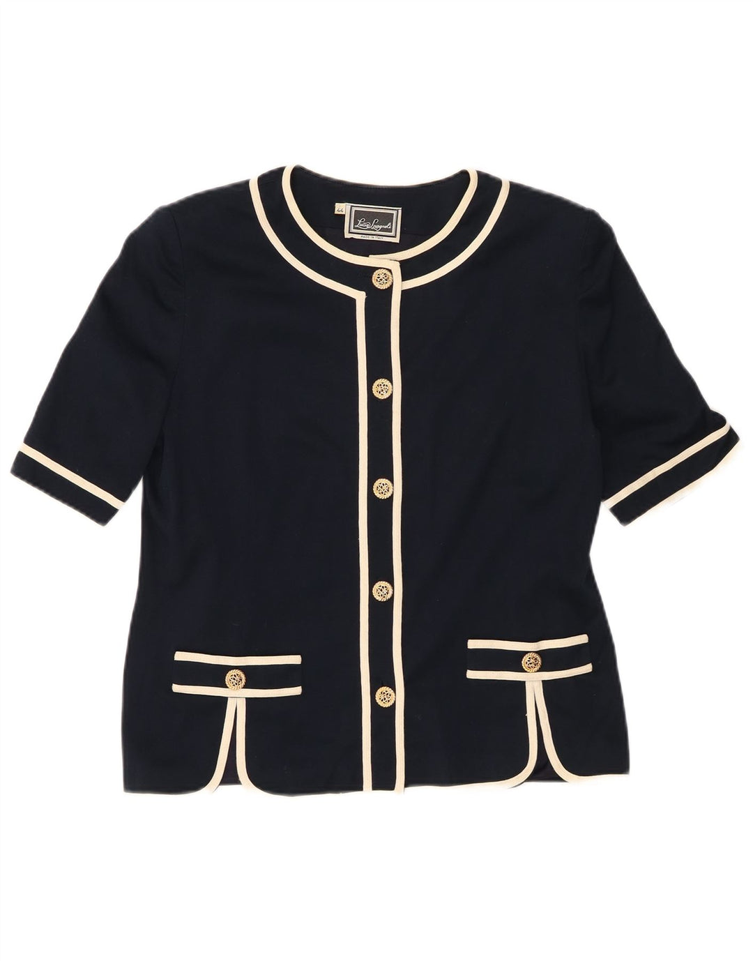 LUISA SPAGNOLI Veste blazer à manches courtes pour femme IT 44 Bleu marine moyen