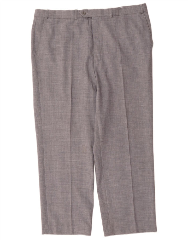 Marks & Spencer Pantalon de Costume Droit Homme W40 L29 Gris Polyester