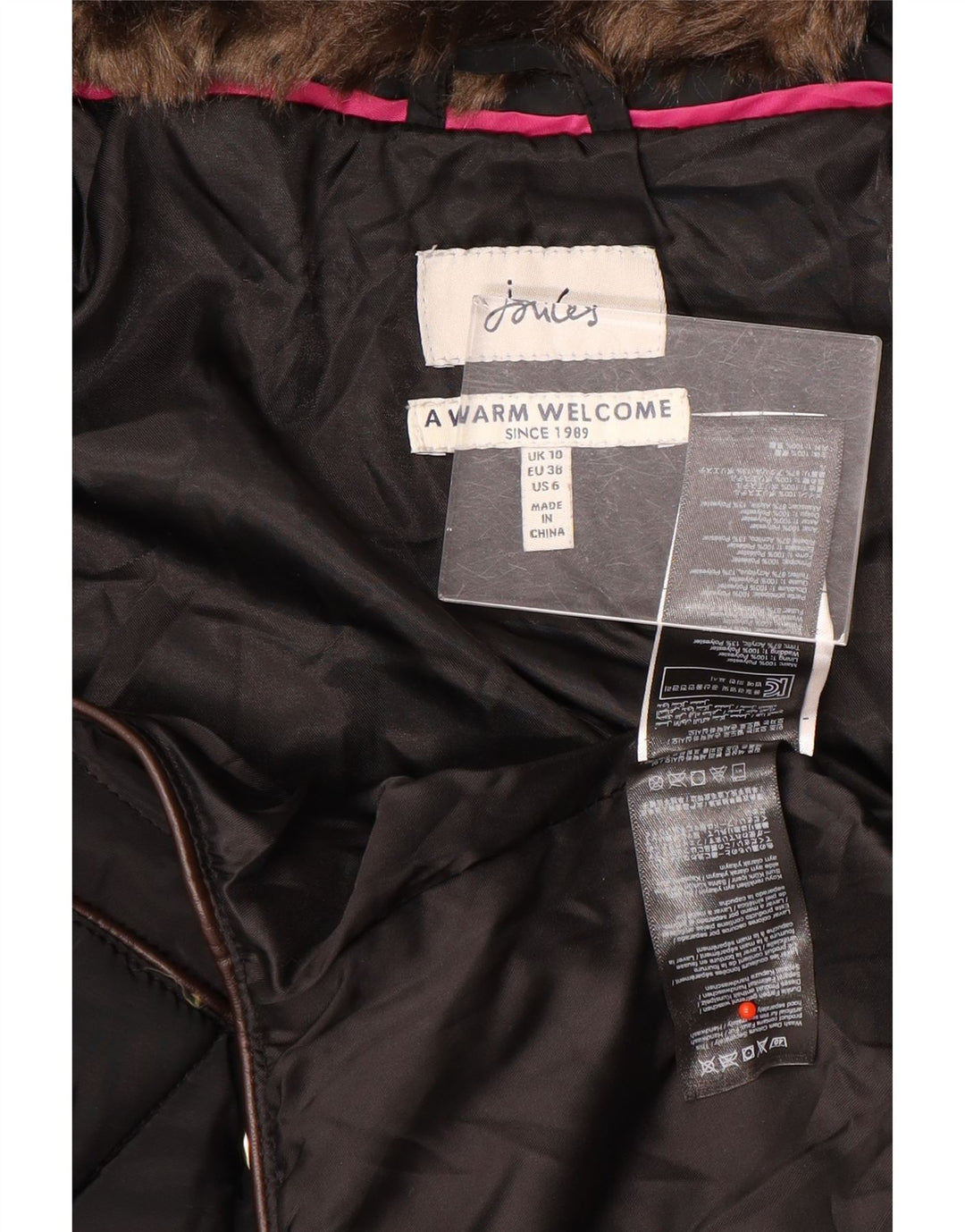Joules Veste matelassée à capuche pour femme UK 10 Small Noir Polyester