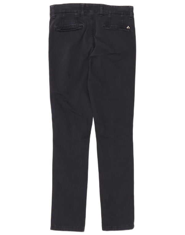 PEUTEREY Pantalon Chino Slim Homme IT 44 XS W30 L32 Bleu Marine Coton