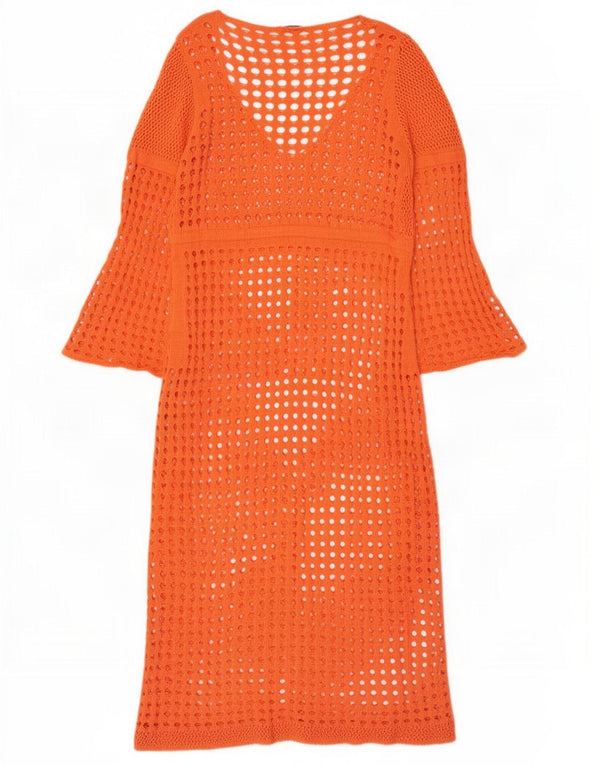 Zara Robe pull surdimensionnée au crochet pour femme UK 16 Large Orange