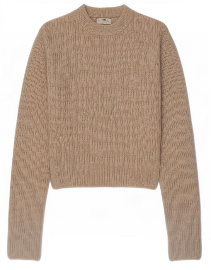 Zara Pull court à col roulé pour femme UK 12 Beige moyen Polyester