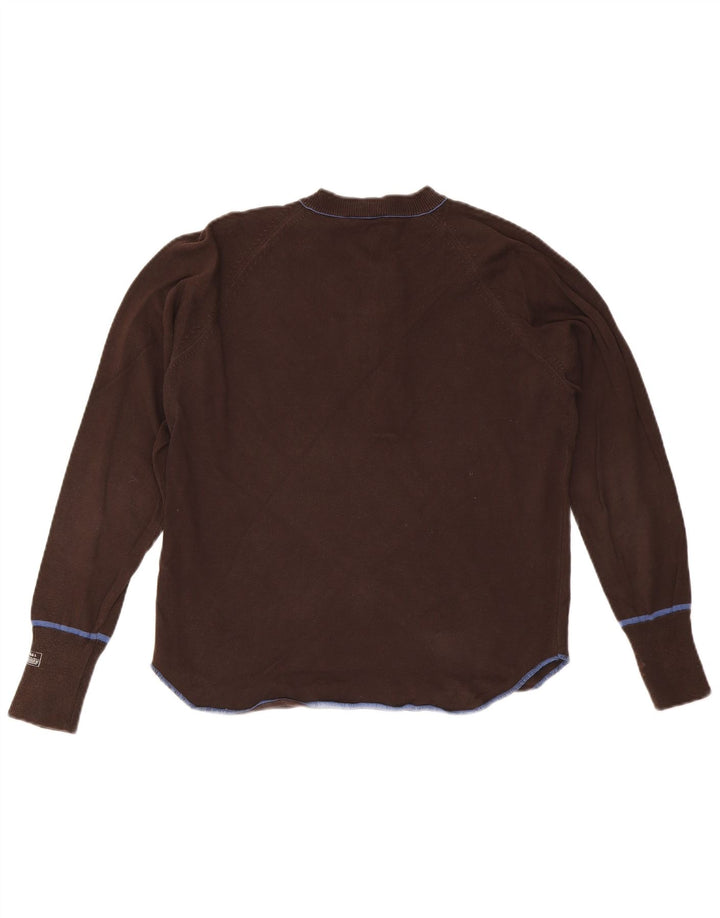 DIESEL Pull col boutonné pour femme UK 14 en coton marron moyen