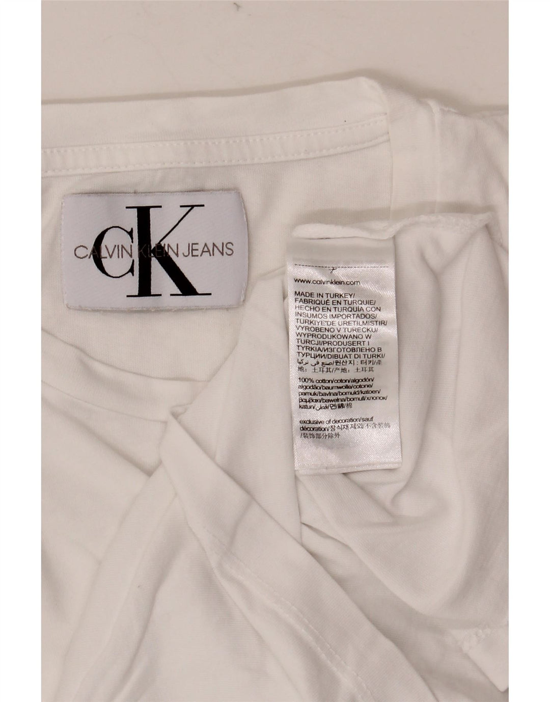 CALVIN KLEIN JEANS T-Shirt Graphique Homme Petit Blanc Coton