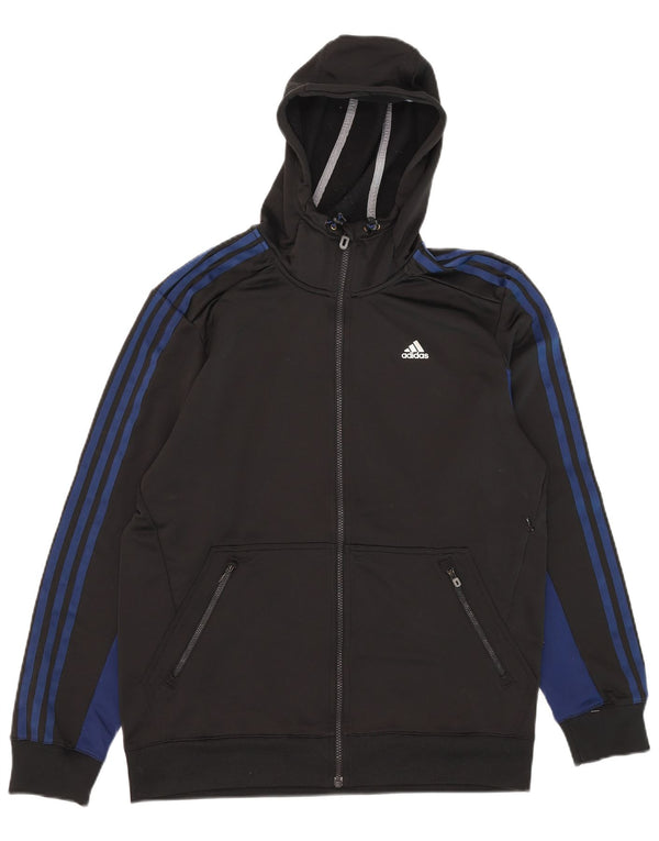 Adidas Pull à capuche zippé Climalite pour homme en polyester color block noir moyen