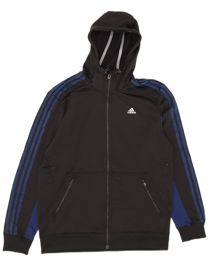 Adidas Pull à capuche zippé Climalite pour homme en polyester color block noir moyen
