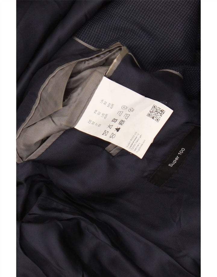 HUGO BOSS Veste blazer à 2 boutons pour homme EU 52 XL Bleu marine à carreaux en laine